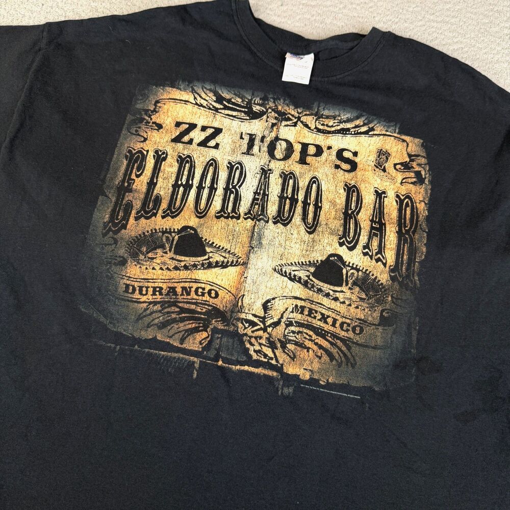 ZZ TOP T-Shirt El Dorado Tour T Shirt Mens 2XL Black Concert Tour Classic Rock